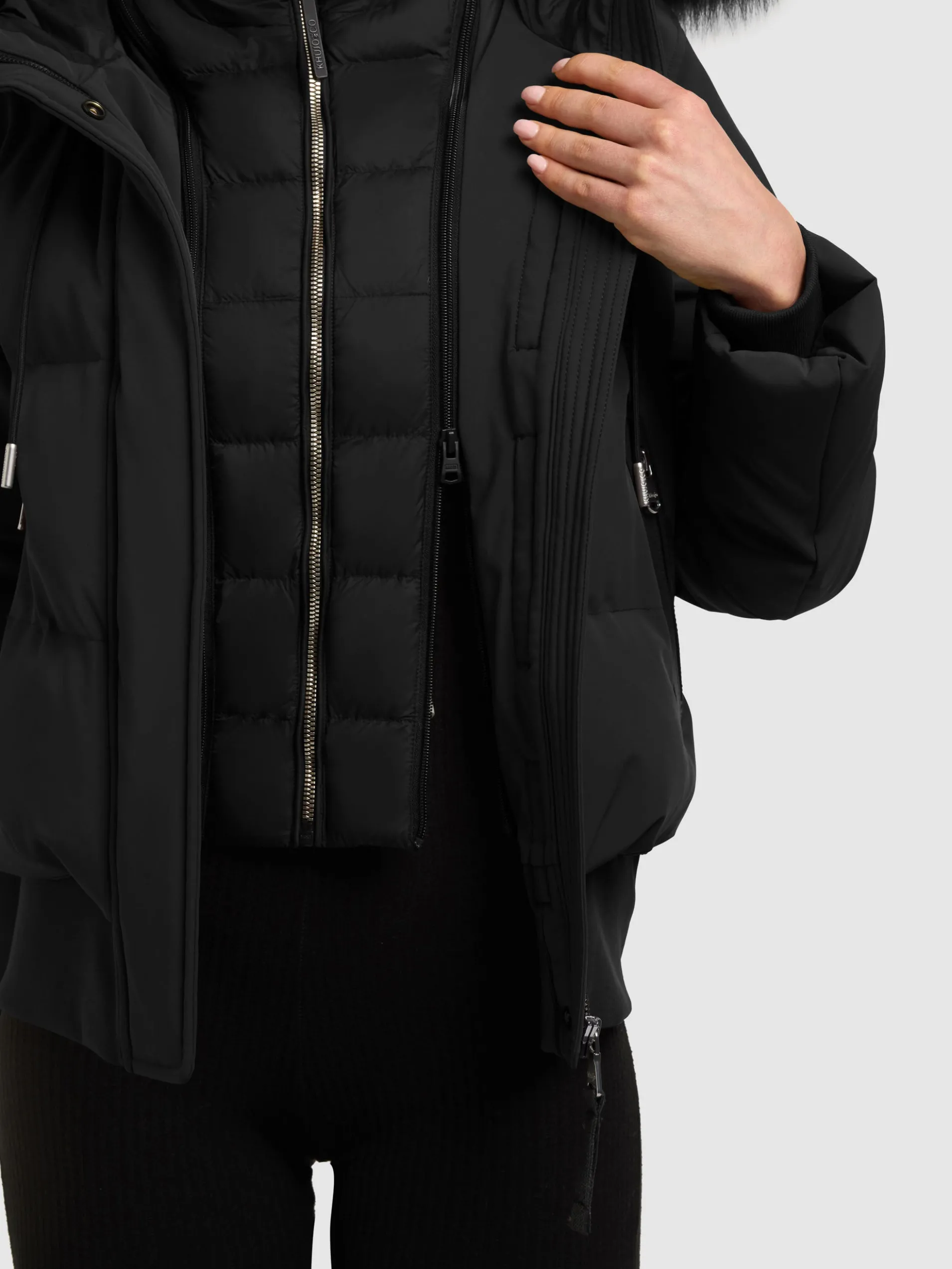 Jacke PADME WITH FUR - 2IN1 BLACK