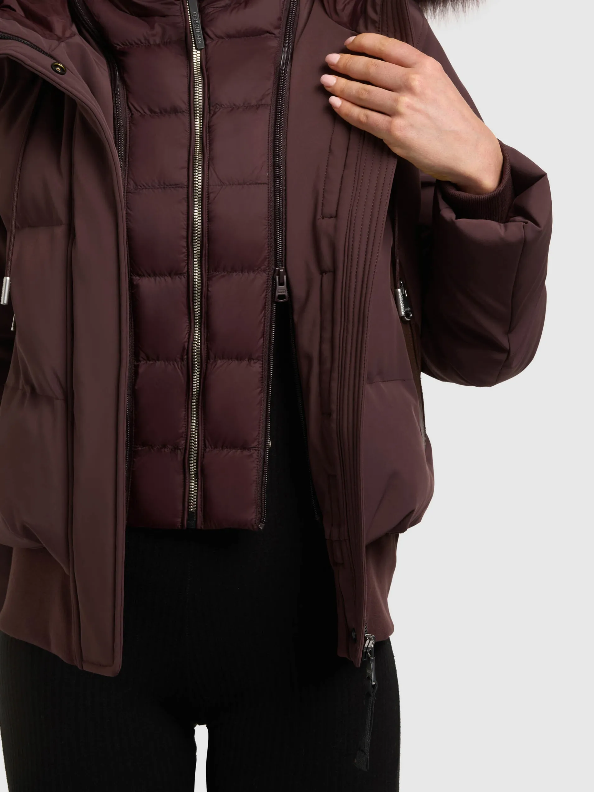 Jacke PADME WITH FUR - 2IN1 WINESTONE RED