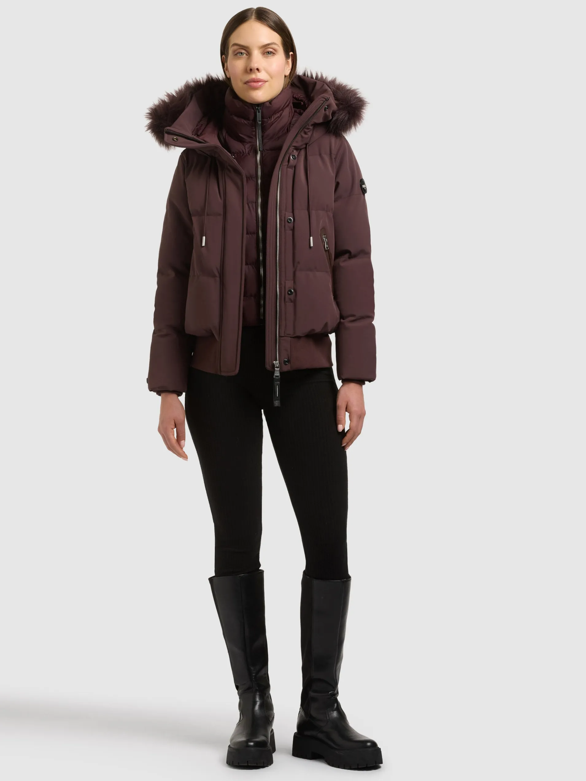 Jacke PADME WITH FUR - 2IN1 WINESTONE RED