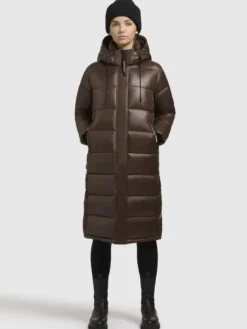 Mantel JULINA3 SATIN Schokoladenbraun