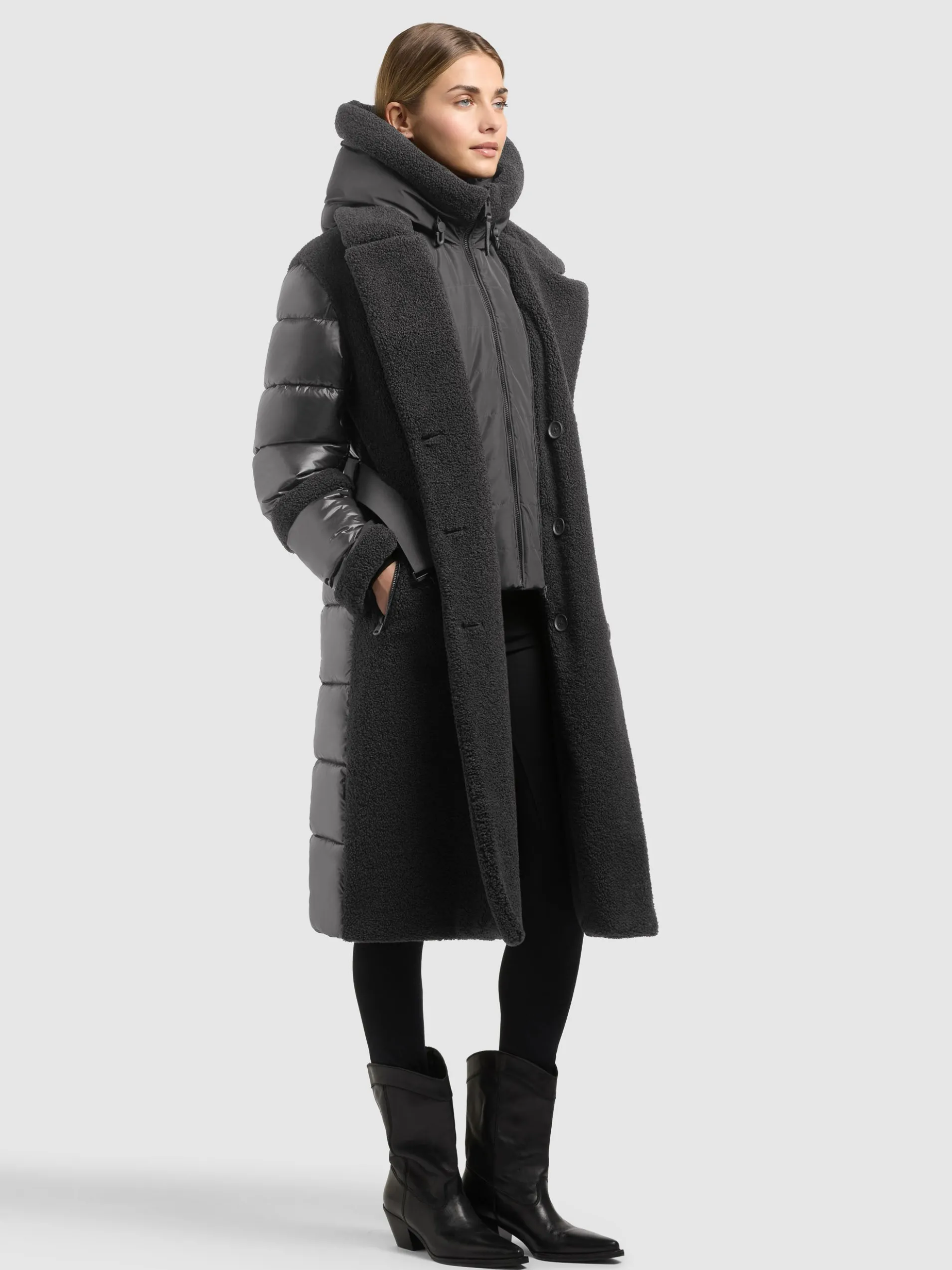 Mantel KALMIA2 - 2IN1 (Einsatz herausnehmbar). GRAPHITE GREY
