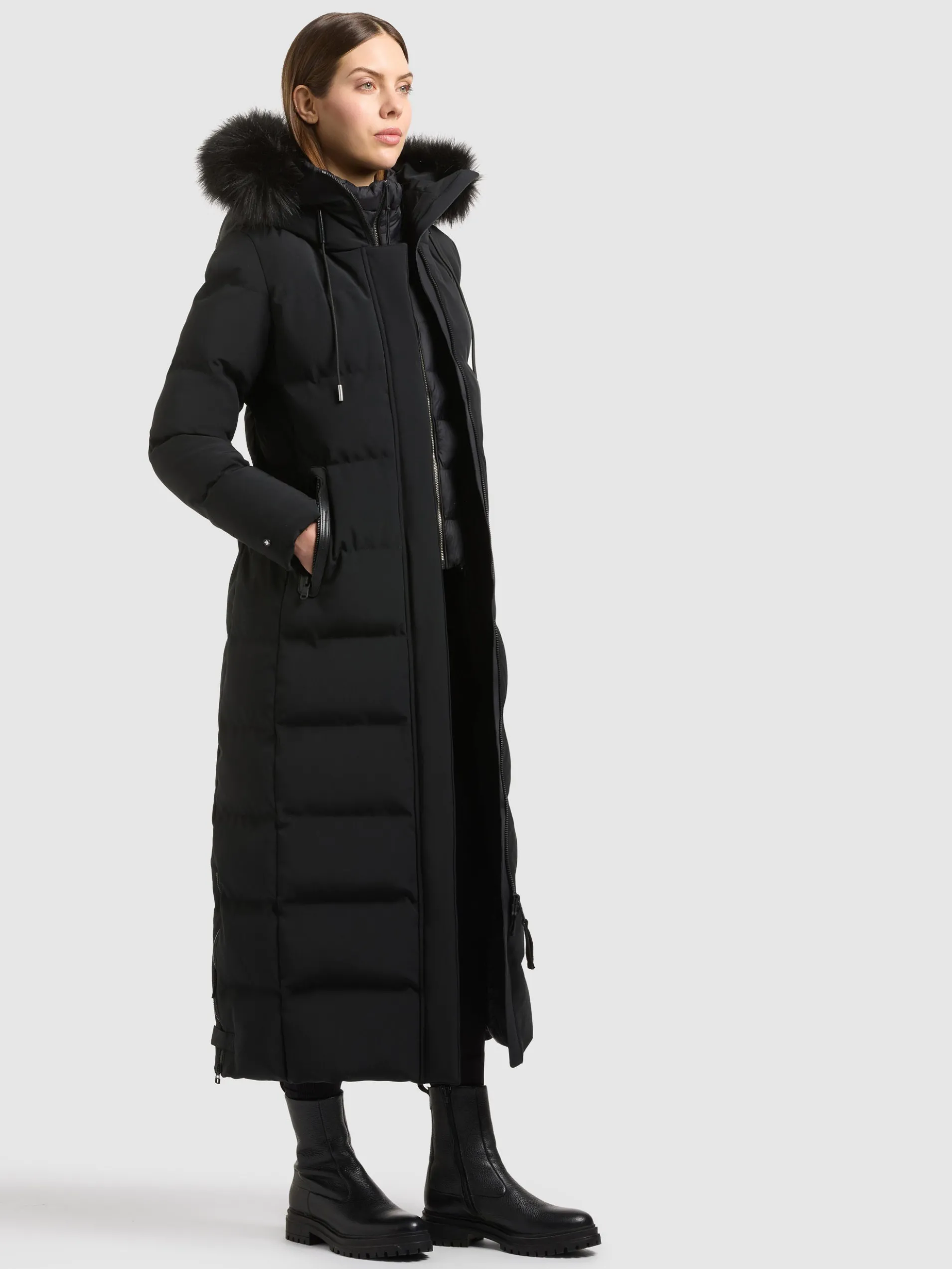 Mantel PHEADRA WITH FUR - 2IN1 BLACK